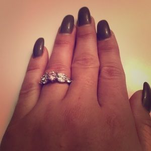 Sterling silver ring with pink and clear gems